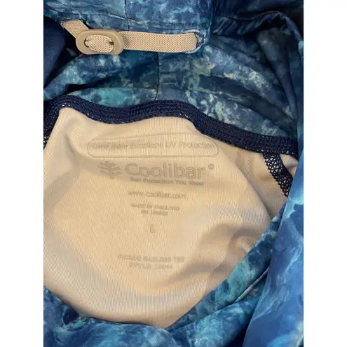 Coolibar UPF 50+ Sun Protection Top Women's L Blue Marble Print Long Sleeve Size L