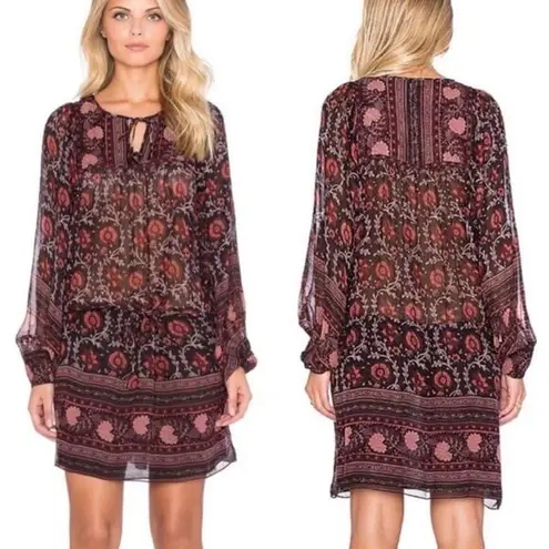 Ulla Johnson  Dress Size 4 100% Silk Boho Patterned Sheer Detail