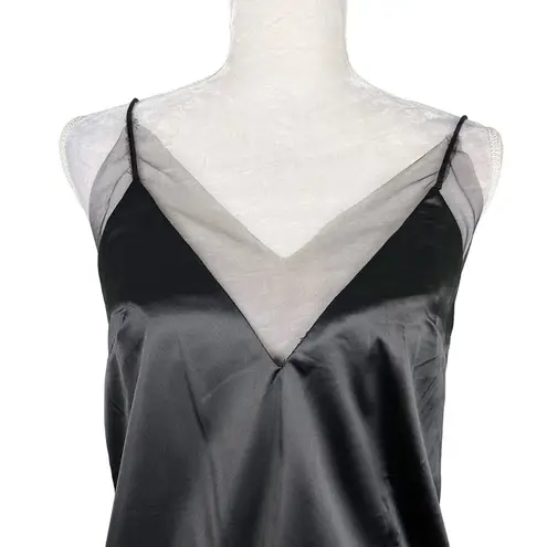 Vera & Lucy Black Satin Top Large Spaghetti Strap Sexy New