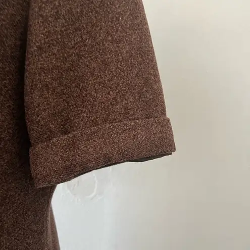 Vintage 70s British brown plaid short sleeve snap front style swinger coat Size 4