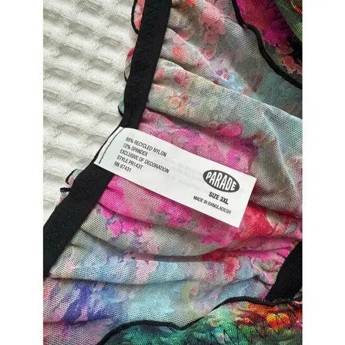 Parade Silky Mesh Flutter Longline Bralette Monet Floral 3XL Black Size undefined