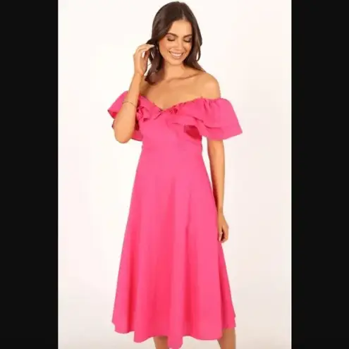 Petal and Pup  Cabo Magenta Frill Sleeve Midi Dress M