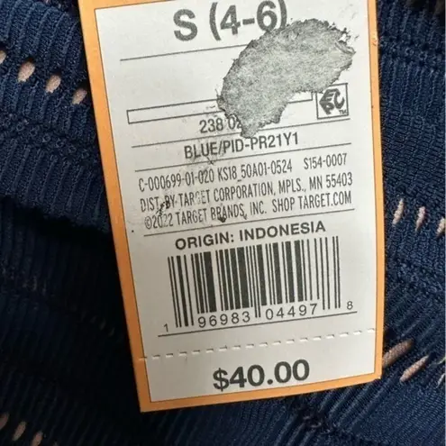 Kona Sol Women's Navy Crochet Nude Liner High Neck One Piece Swimsuit Size S NWT