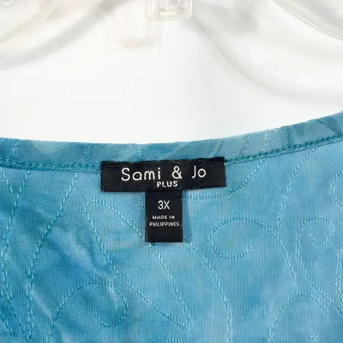 Sami & Jo Sami Jo Plus Size 3X Tank Top Blue Tie Dye Cowl Neck Sleeveless Textured 584