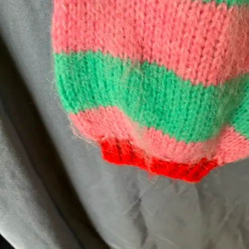 Gold & Silver: Pink & Green Crew Neck Floral Design Sweater