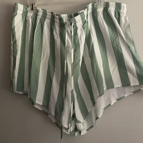 Birdy Grey Striped Button-Up Pajama Set, Green and White, Size XL
