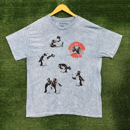 Fleetwood Mac Dapper Penguins Rock Band Mineral Wash T-Shirt Size Large