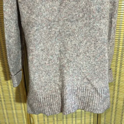 Falls Creek Long Heather Purple Gray Vneck Medium Knit Fuzzy Sweater Small