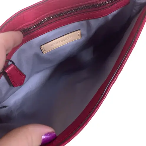 REED KRAKOFF BERRY RED LEATHER CLUTCH WITH DUST BAG Pink