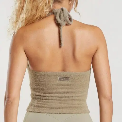 Gymshark  WHITNEY SIMMONS EYELASH KNIT MIDI HALTER TOP cement brown size XS - Image 2
