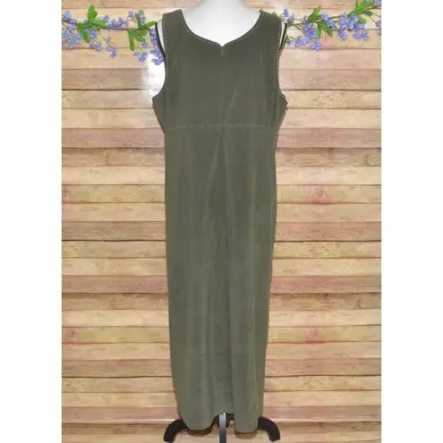White Stag Ladies Green Faux Suede Sleeveless Maxi Dress Size L 12/14 90's Y2K