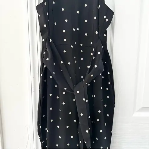 Ann Taylor  Black White Polka Dot Racerback Tie Waist Pants Jumpsuit 6