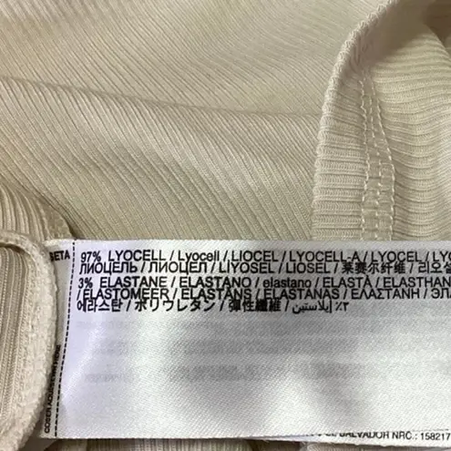 MNG Cream V Neck Ribbed Knit Long Sleeve Button Down Cardigan Sweater Top Size M Size M