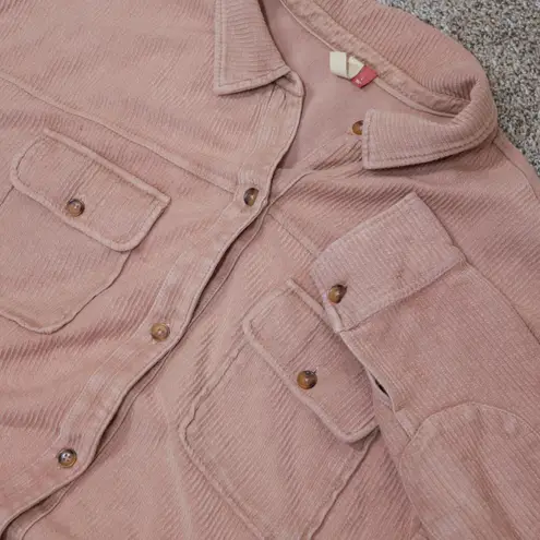 Pilcro Corduroy Shacket Duster Oversized Button Up Long Sleeve Mauve Size L - Image 6