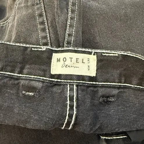 Motel Rocks Motel Skater Low Rise Jean In Vintage Black With White Top Stitch