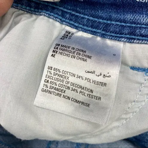 INC International Concepts Skinny Jeans Tweed Fringe Side Mid Rise Size 0 NWT Blue