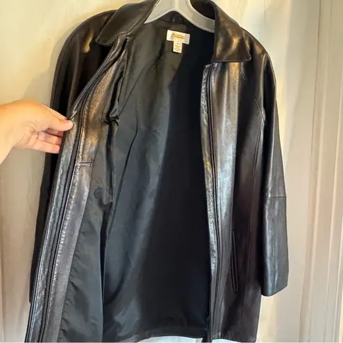 Talbots  Leather‎ Jacket Womens Small P Black Buttery Soft Zip Up Lined Bikercore