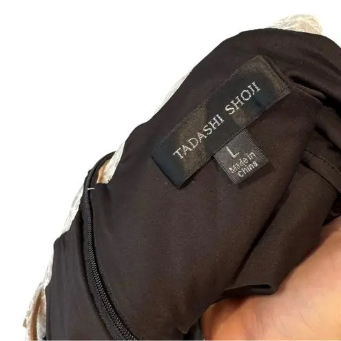 Tadashi Shoji Lace & Crepe A-Line Column Gown Large Black White Formal