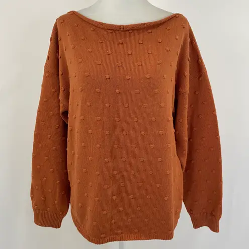Callahan New Polka Dot Knit Off The Shoulder Sweater Burnt Orange Size Small