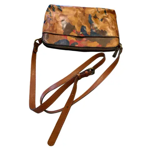 Patricia Nash Avellino Camo Leather Crossbody Bag/Purse Multicolor Boho EUC