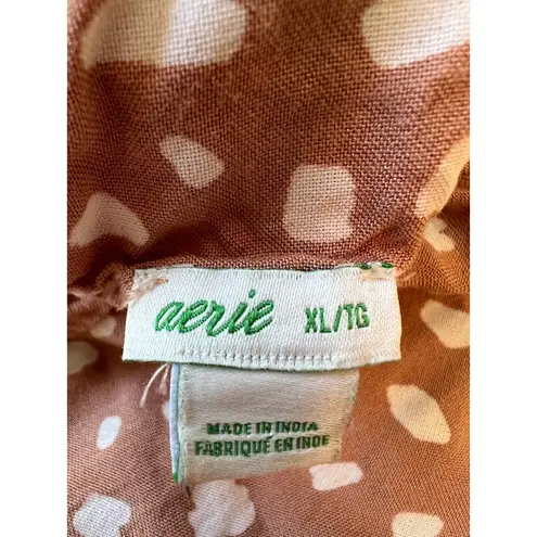 Aerie  Romper Brown & White Spotted Shorts Romper Size: Extra Large (XL)