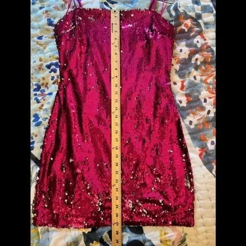 Endless Rose M Sequined Pink Silver Mini Slip Dress