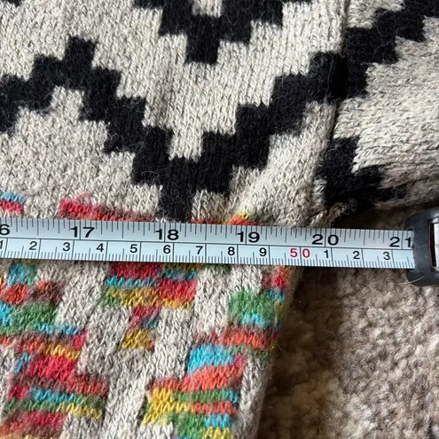 Dreamers Black and Cream Multicolor Chevron Cardigan with Floral Accents Size S