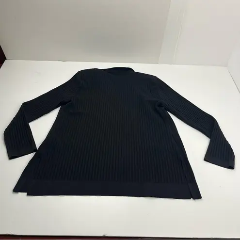 Misook  Open Front Cardigan Ribbed Womens Size Medium Black Long Sleeve Office‎