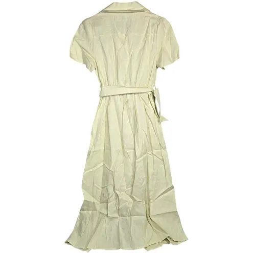 We Wore What  Camp‎ Collar Linen Shirt Dress Garden Glade Yellow S NWT