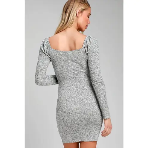 Lulus  Heathered Grey Knotted Front Long Sleeve Dress Size S. NEW