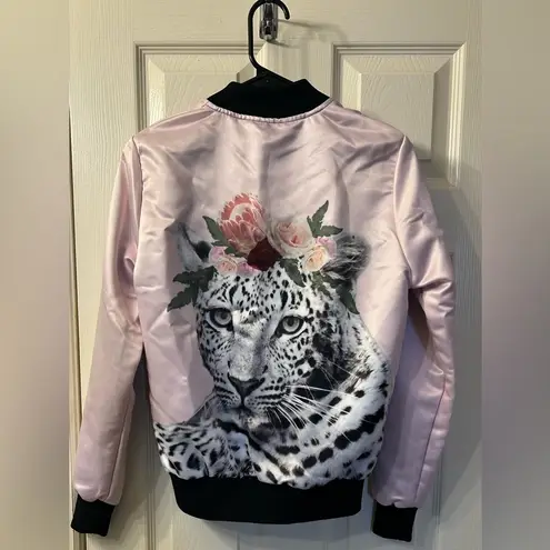 Pink animal print bomber jacket size S