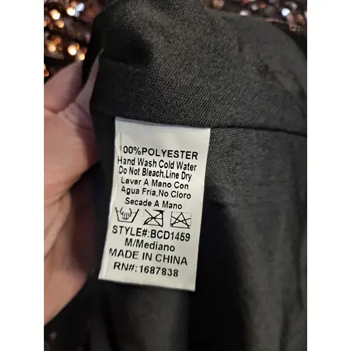 BANJUL Women's Gold & Black Polyester Faux Wrap Sequin Dress Size M