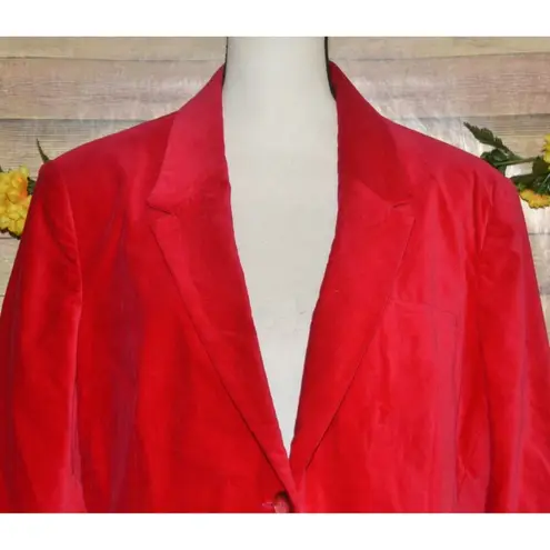 Vintage Womens 20 Red Velvet Double Button Blazer Jacket Holiday Party Christmas Size undefined
