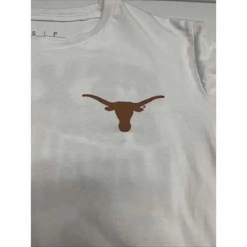 Pressbox Women White Cotton Texas Longhorns High Low Short Sleeve T-shirt- Small