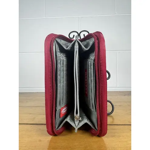 Harveys Seatbelt Bag Red Woven Wallet Clutch Zip Around Y2K