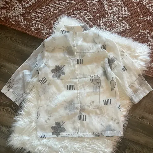 draper's & damon's Draper’s & Damon’s Sheer Leaf Print Button Down Shirt