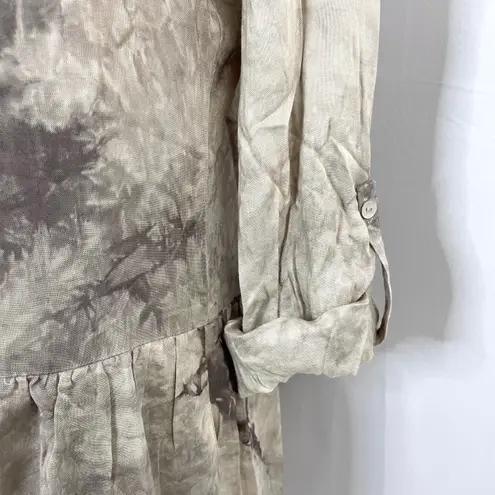Lovestitch New Tie Dye Drop Waist Mini Dress Button Down Tunic Top Cement