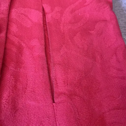 Desigual Long Trench Coat L Red Cotton Tapestry Baroque Fairy Artsy Renaissance