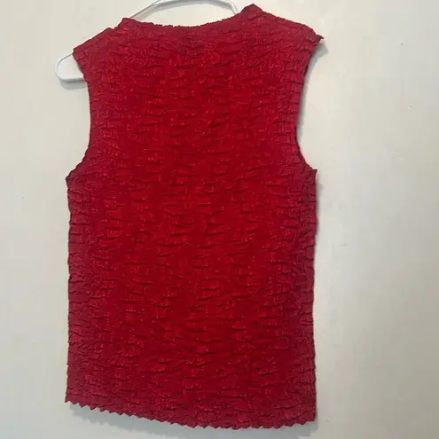 John Paul Richard Uniform  Red Smocked Ruffled Tank