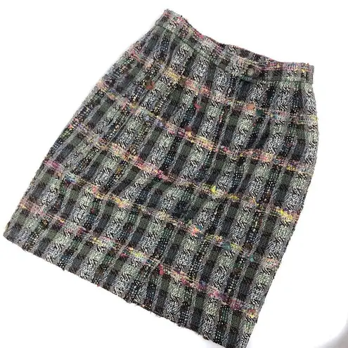 Carlisle Woven Tweed Straight Pencil Skirt Size 2 Plaid Textured Academia Office