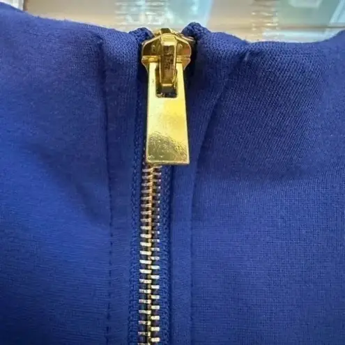 Philosophy  Classic Chic Blue Pencil Skirt Career Gold Exposes Zipper Size 6 S