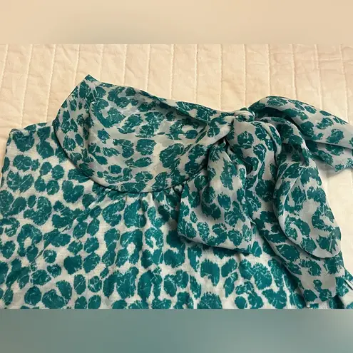 French Laundry teal and white tie neck tank top