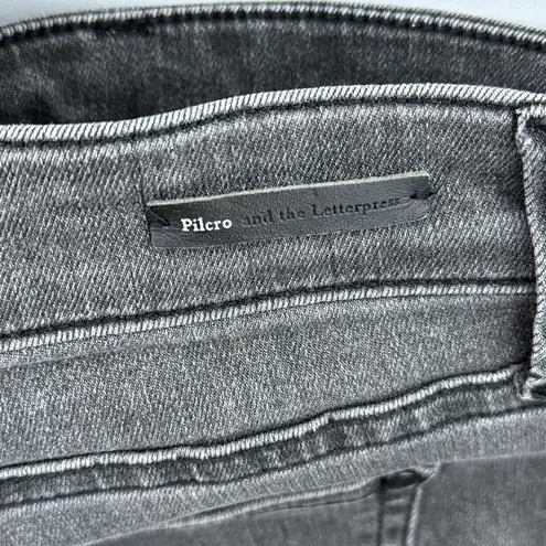 Pilcro Parallel Gray Washed Denim Straight Leg Raw Hem Jeans Size 29