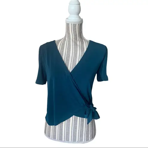 All in Favor XS Teal Casual Comfy Wrap Blouse