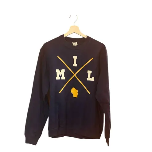 Milwaukee Brewers Blue Vintage Style Crewneck Sweatshirt Size Medium.