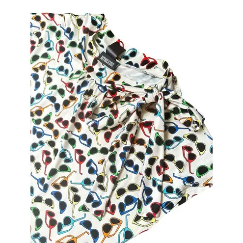 Retrolicious ModCloth Cat Eye Sunglasses Ruched Scarf Dress Made in USA Sz Med White