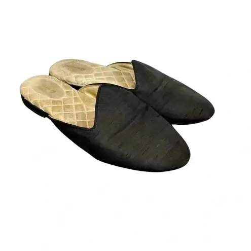 Birdies The Raven Mule in Satin Slubbed Shantung Black