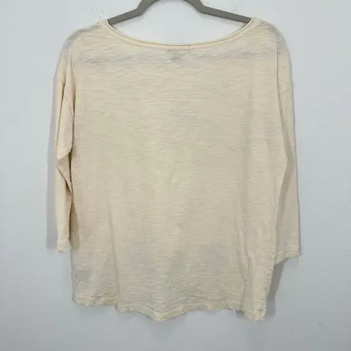 Lauren Jeans Co Ralph Lauren Cream Aztec Southwestern Print 3/4 Sleeve Top M Brown Size M