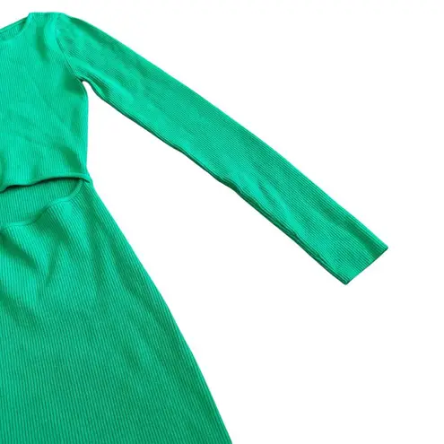 Wilfred Free Aritzia Long Sleeve Cutout Dress Green Stretch Size Small Womens