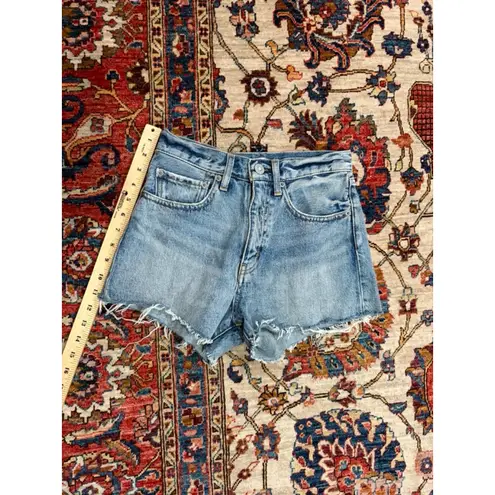 Moussy Vintage Denim Cutoff Shorts Frayed Hem High Rise Light Wash Size 0 Blue